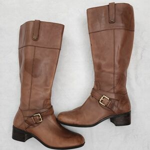 BANDOLINO Rustic Tan Brown Leather Knee High Riding Boots Equestrian Style 7M
